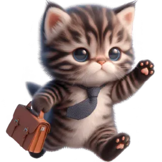 💼 4a826ad5 kucing, anak kucing, hewan, lucu, kantor, dasi, tas kerja telegram sticker