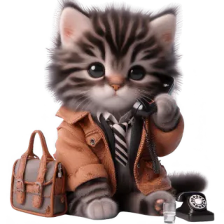 📞 78fde693 kucing, anak kucing, bisnis, telepon, kantor, hewan, lucu, dasi telegram sticker