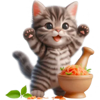 😋 a52486eb kucing, anak kucing, imut, pasta, binatang, makanan, lumpang dan alu telegram sticker