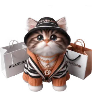 👒 db40c0e4 BRAND NAME kucing, binatang, belanja, kartun, bergaya, mewah, merek telegram sticker