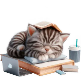 📜 f3f0abb6 kucing, tidur, buku, laptop, belajar, imut telegram sticker