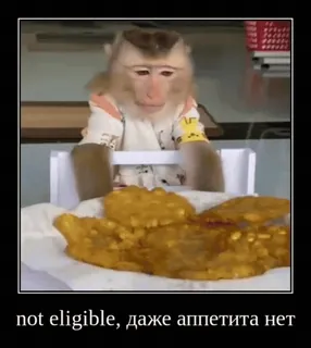 🙁 d632cec1 not eligible, даже аппетита нет małpa, jedzenie, humor, mem telegram sticker