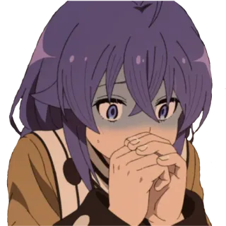 🙊 1879ea8e anime, smutny, zmartwiona, dziewczyna, niebieskie włosy, emocjonalny telegram sticker