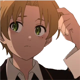 🤔 d878b214 Anime, Postać, Chłopak, Myślący, Zdezorientowany telegram sticker