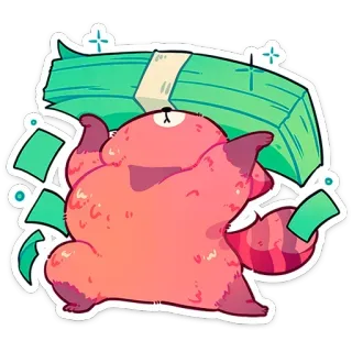 ⭐ 24d4593a красная панда, деньги, богатство, мультфильм, милый, стикер telegram sticker