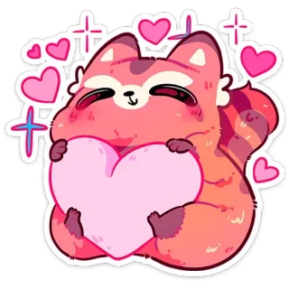 ⭐ 75fe13c0 енот, сердце, милый, животное, мультфильм, любовь, блестки telegram sticker