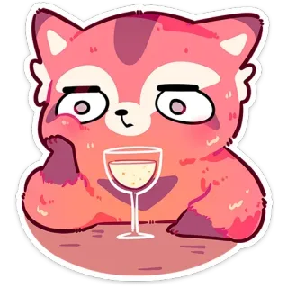 ⭐ ad368975 красная панда, вино, животное, милый, пьющий, расслабленный telegram sticker