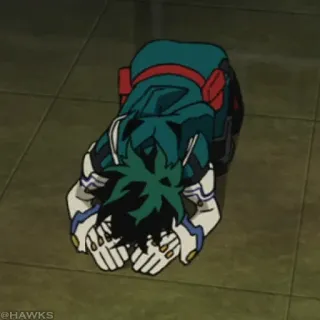 🟩 497510d3 @HAWKS 动漫, 角色, 鞠躬, 悲伤, 我的英雄学院 telegram sticker