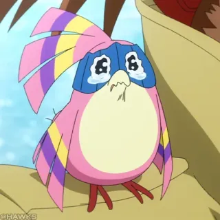 🟦 5b179561 @HAWKS 鸟, 悲伤, 哭泣, 可爱, 粉色, 动漫风, 彩色 telegram sticker