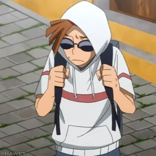 🟦 e169e833 @HAWKS 动漫, 帽衫, 太阳镜, 角色 telegram sticker