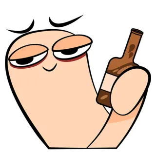 🍺 1e999e34 kartun, karakter, cacing, alkohol, botol, mabuk, senang whatsapp sticker