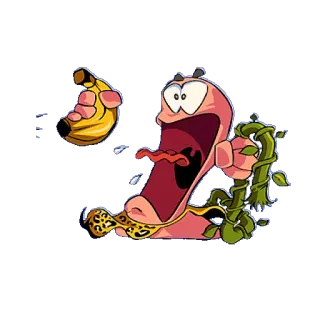 😱 bf579c18 wurm, banane, cartoon, lustig, leopardenmuster, ranken whatsapp sticker