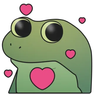 ❤️ 4c1f2453 grenouille, mignon, coeurs, amour, dessin animé, animal, vert, amphibien whatsapp sticker