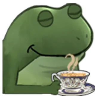 ☕️ 08e424ea frog, tea, relaxing, teacup, animal whatsapp sticker