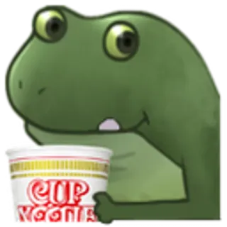 🍜 6eff6add Cup Noodle frog, cup noodle, food, snack, instant noodle, soup whatsapp sticker