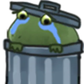 🗑 c3b02ef0 sad, frog, trashcan, crying, dumpster, animal, meme whatsapp sticker