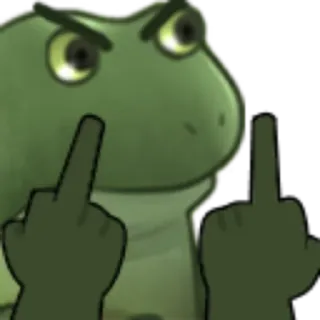 😂 cab83445 개구리, 가운데 손가락, 불쾌한, 몸짓, 동물 telegram sticker