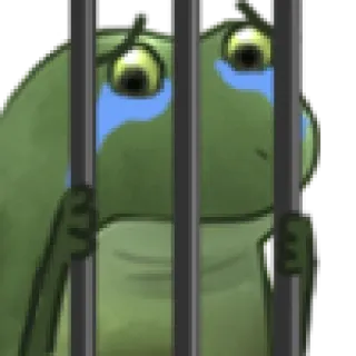 😂 f7f4a9c0 개구리, 슬픈, 만화, 동물, 감옥, 쇠창살 telegram sticker
