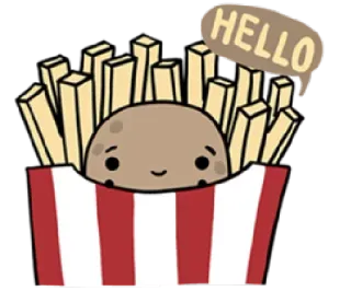 😀 8cae5307 HELLO batata, batatas fritas, olá, comida, fofo, desenho animado telegram sticker