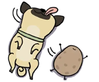 🙃 f4253011 cão, pug, batata, desenho animado, animal, comida telegram sticker