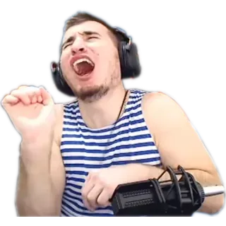 ☠ c18e8c63 hombre, auriculares, cantando, expresión, camiseta sin mangas whatsapp sticker