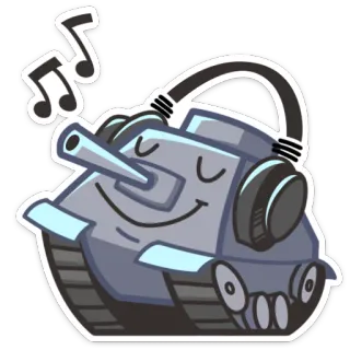 🎵 04a26454 Panzer, Cartoon, Musik, Kopfhörer, Aufkleber whatsapp sticker