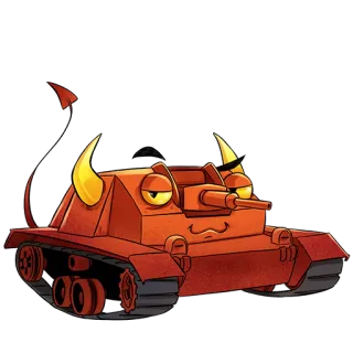 😈 6b0fde19 卡通, 坦克, 恶魔, 军事, 角, 盔甲 telegram sticker
