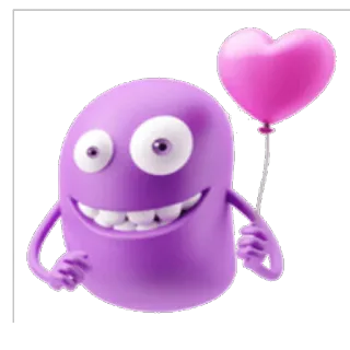 😍 6528d8e8 kartun, hati, balon, cinta, imut, monster, ungu telegram sticker