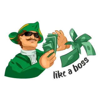 😎 fd5b3436 like a boss деньги, босс, успех, богатство, пират, роскошь, богатый telegram sticker
