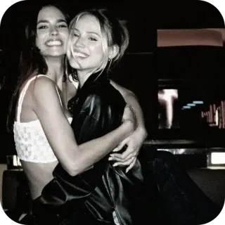 🫥 2a544606 women, friends, smiling, hug, friendship, happy telegram sticker