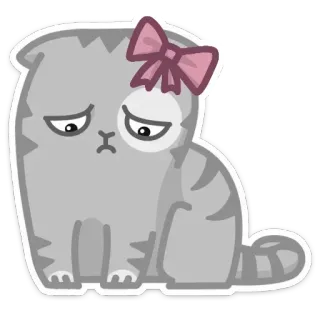 🌟 9097812d cat, kitty, sad, bow, animal, cute telegram sticker