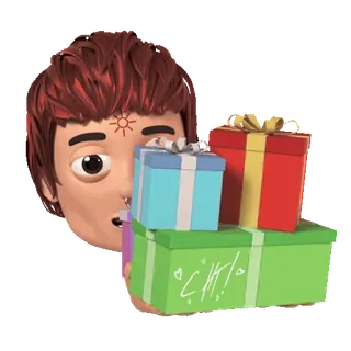 🎄 41367fe6 CHT! cadeaux, présent, dessin animé, visage, 3d telegram sticker