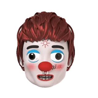 🤡 e518cd1f OUTSIDE clown, maquillage, visage, cheveux roux, piercing, anneau de nez telegram sticker