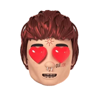 😍 f2b17267 OUTSiDE cheveux roux, yeux amoureux, tatouage, piercing nez, appareil dentaire telegram sticker