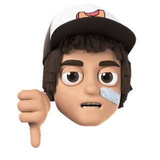 👎 442f0384 Duim omlaag, Dislike, Emoji, Persoon, Cartoon telegram sticker
