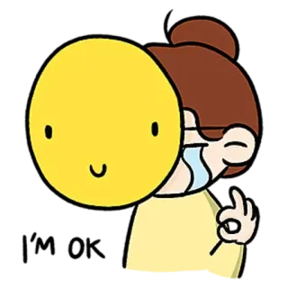 😺 b70b2a3f Cartoon, Mondkapje, Vrouw, OK-gebaar, Emoji whatsapp sticker