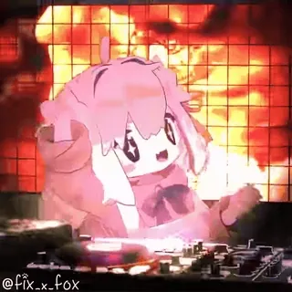 🥳 6033b9be @fix_x_fox Anime, Karakter, DJ, Musik, Kawaii telegram sticker