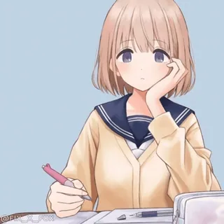 🤔 87e5be3d @FIX_X_FOX gadis anime, seragam sekolah, belajar, kawaii, imut, anime jepang, siswi telegram sticker