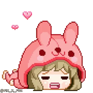 ❤️ a3db7758 @FIX_X_FOX_ kawaii, imut, kartun, pixel art, chibi, kelinci, gadis telegram sticker