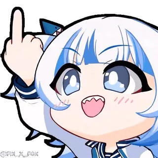 🖕 e4fcf4c7 Gawr Gura gawr gura, vtuber, anime, hiu, jari tengah telegram sticker