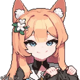 🥰 1ed46e3a @fix_x_fox Anime, Ragazza, Pixel art, Orecchie da volpe, carino telegram sticker
