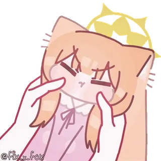 🤗 cb847dea @fix_x_fox Anime, Carino, Kawaii, Ragazza gatto, Artista, Cartone animato, Illustrazione telegram sticker