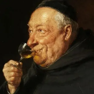 🍷 5082f781 Mönch, Trinken, Wein, Vintage, Gemälde telegram sticker