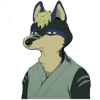 😐 e30396bd anthropomorphe, furry, loup, personnage, animal, portrait, décontracté, illustration telegram sticker