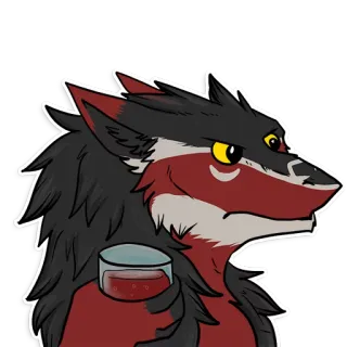 😡 1bd46b93 Furry, Anthropomorph, Wolf, Tier, Getränk, Charakter, Cartoon telegram sticker