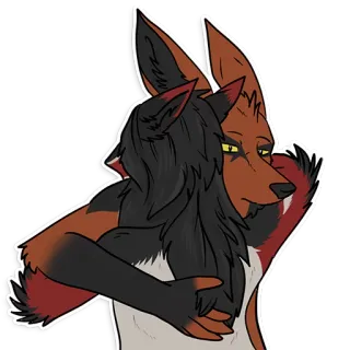 😭 5f6dd80e Furry, Anthropomorph, Fuchs, Wolf, Umarmung, Zuneigung, Tier telegram sticker