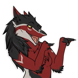 😋 92cb5b9a Fellwesen, Wolf, Anthropomorph, Geste, Zeigen, Cartoon telegram sticker