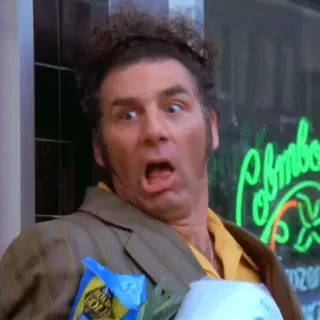 😯 da62ffbd Kramer Seinfeld Kramer, Seinfeld, divertente, scioccato, sorpreso telegram sticker