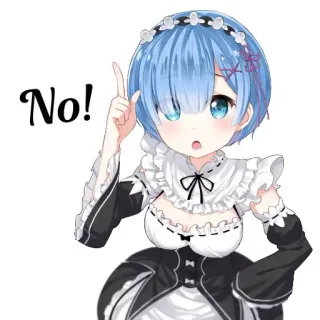 ❌ 276a5843 Rem No! Anime, Garota, Fofa, Empregada, Rem, Re:Zero, Não telegram sticker