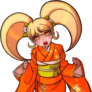 🌟 f48d7b11 Hiyoko Saionji Danganronpa anime, character, hiyoko saionji, danganronpa, cute, yellow hair, kimono telegram sticker
